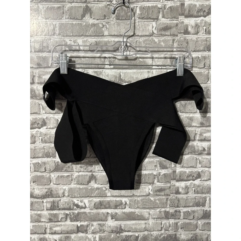 SKIMS KNIT BEACHWEAR‎ STRAPPY BOTTOM in Onyx NEW